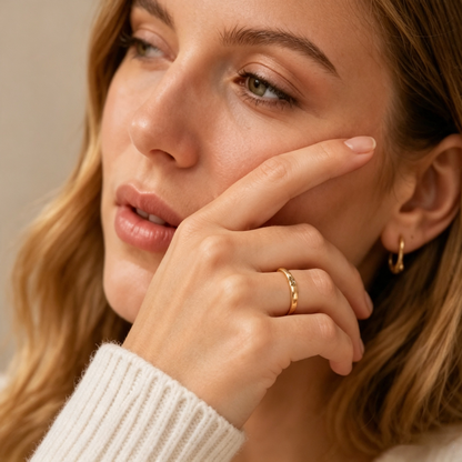 🎁14K Gold Filled Ring Gold Initial Ring Dainty Gold Simple Letter Band Rings
