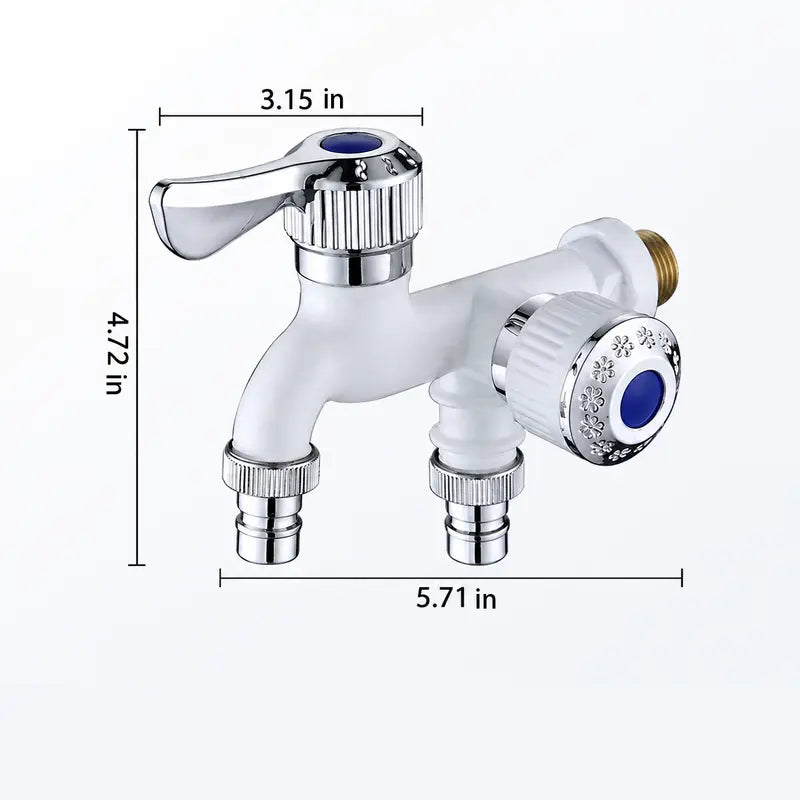 🚿 Independent Valve Washing Machine Faucet – Dual Outlet Design, 3/4" Universal Connector, Ceramic Core, Freeze & Heat Proof