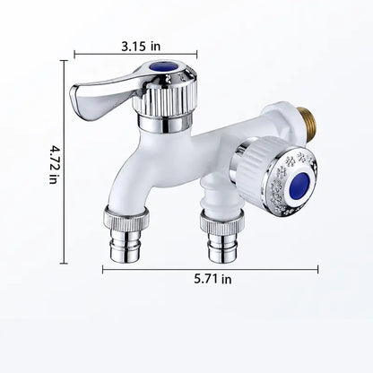 🚿 Independent Valve Washing Machine Faucet – Dual Outlet Design, 3/4" Universal Connector, Ceramic Core, Freeze & Heat Proof