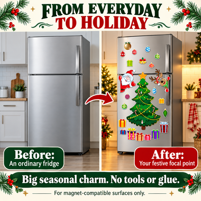 🎄Christmas Fridge Magnets – Xmas Tree, Santa, Reindeer & Snowman Decorations for Kids