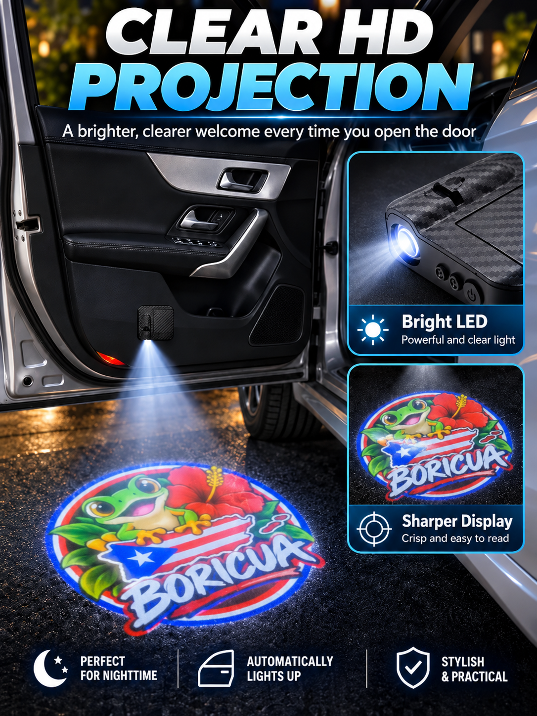 🚗 Auto Style Deal – Custom LED Door Projector Lights ✨ Personalized Welcome Logo Display for a Unique Car Interior 💡