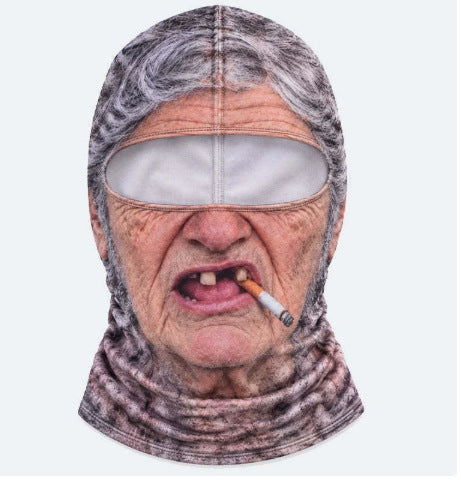 🐾❄️  3D Old Man Balaclava Cat Print Balaclava – Funny Full-Face Outdoor Hood Mask