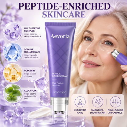 💜 Anti-Wrinkle Eye Cream Roller – Peptide & Collagen Hydrating Care with 6 Cooling Metal Massage Beads ✨