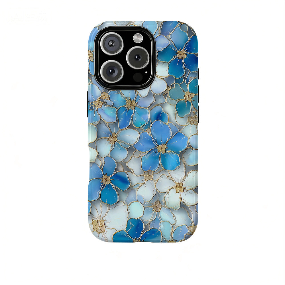 🌸 Vintage Floral iPhone Case – Colorful Stained Glass-Inspired Flower Design, Protective Phone Cover for iPhone 13–17 Series
