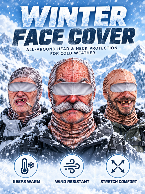 🐾❄️  3D Old Man Balaclava Cat Print Balaclava – Funny Full-Face Outdoor Hood Mask