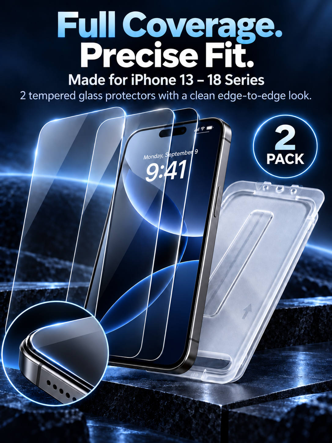 🛡️ 2-Pack Privacy Screen Protector – Anti-Spy + 9H Hardness, Full-Coverage Tempered Glass for iPhone 13-18 Series
