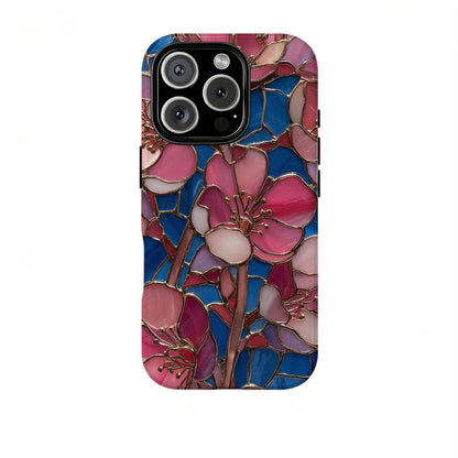 🌸 Vintage Floral iPhone Case – Colorful Stained Glass-Inspired Flower Design, Protective Phone Cover for iPhone 13–17 Series