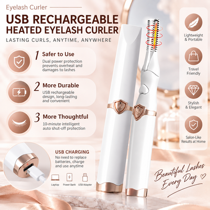 💫Heated Eyelash Curler – 2-in-1 Rechargeable, 8S Fast Heat, 24H Long Lasting
