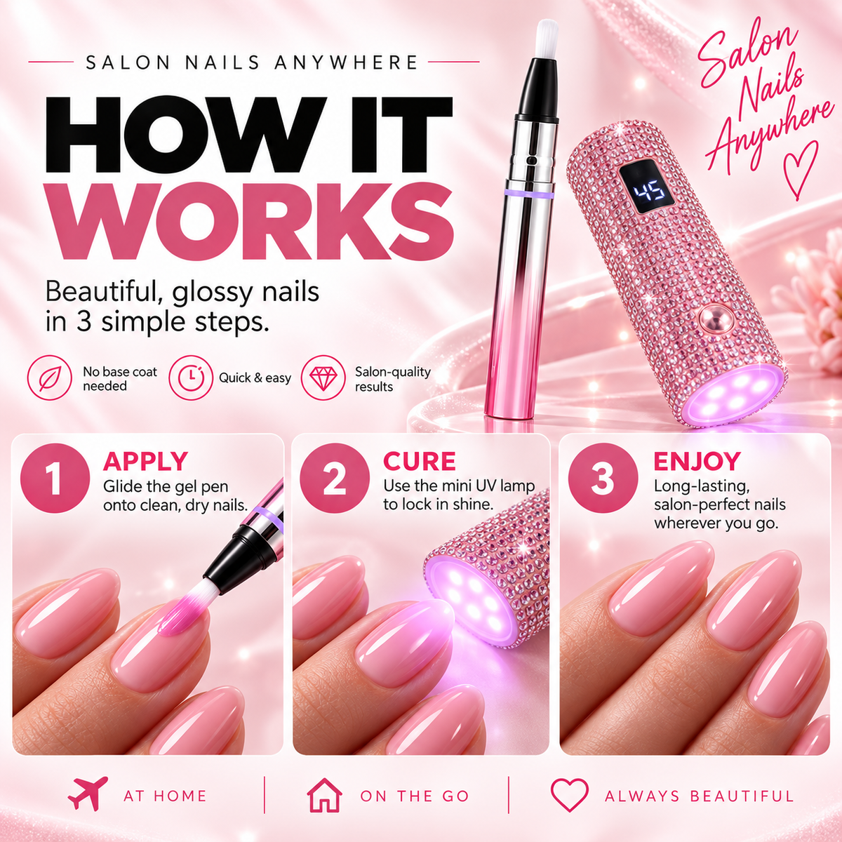 ✨6-in-1 Nail Care & Cat Eye Pen – All-in-One Base, Builder, Color & Top Coat with Magnetic Bead