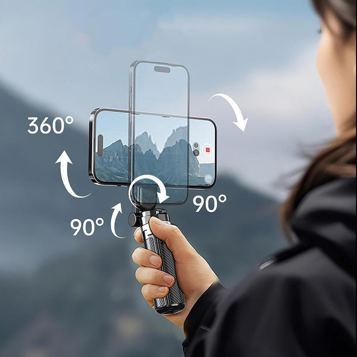 ✨Magnetic Pocket Selfie Stick – 4-in-1 Rechargeable Remote Control Quadrant, Perfect for Travel and Vlogging