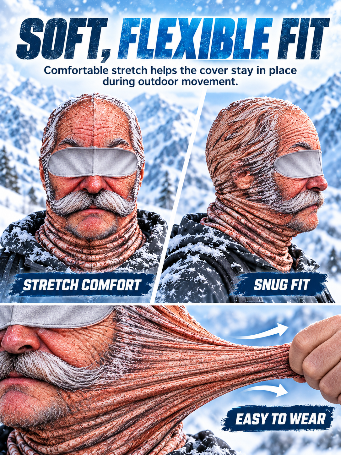 🐾❄️  3D Old Man Balaclava Cat Print Balaclava – Funny Full-Face Outdoor Hood Mask