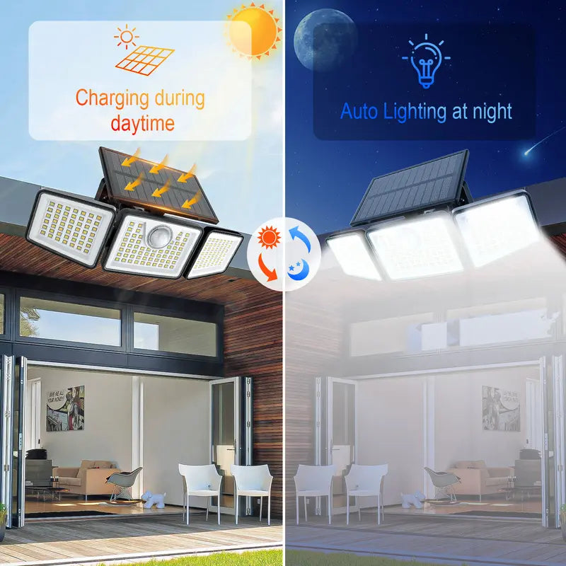 ✨Solar Security Light | Dimmable & Adjustable | 3 Modes, IP65 Waterproof | Garage & Outdoor Wall Mount