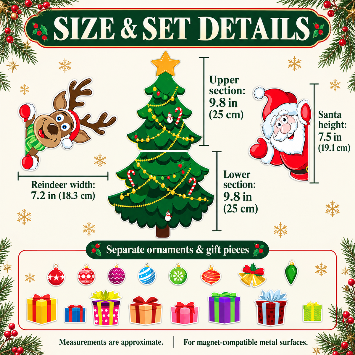 🎄Christmas Fridge Magnets – Xmas Tree, Santa, Reindeer & Snowman Decorations for Kids