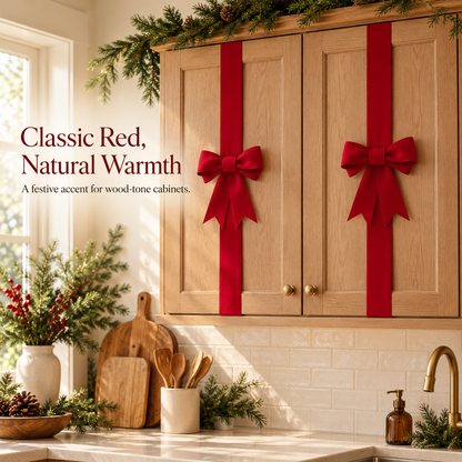 🎄 Christmas Cabinet Door Bow Wraps – Give Your Kitchen a Gift-Wrapped Look