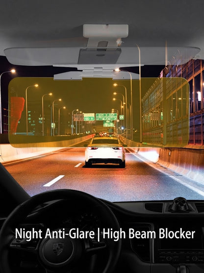 Adjustable Dual-Color Car Sun Visor – Day & Night Anti-Glare Driving Shield for Windshield Visibility