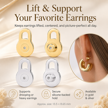 14K Gold Plated Earring Lobe Lifters – Lift & Support Heavy Earrings for a Perfect Look