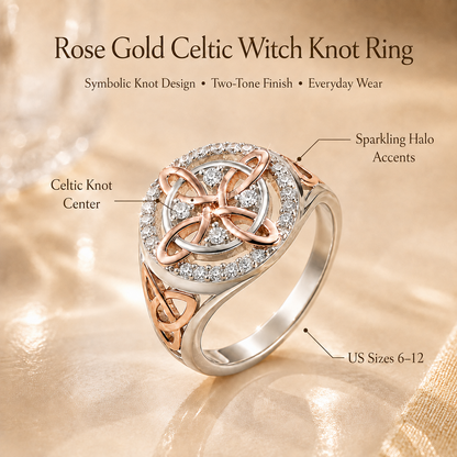 Rose Gold Celtic Witch Knot Ring