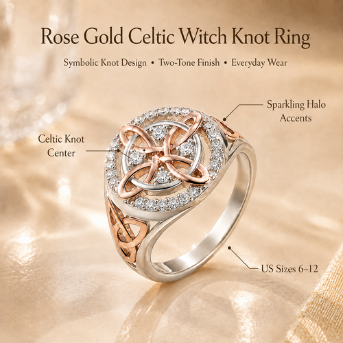 Rose Gold Celtic Witch Knot Ring