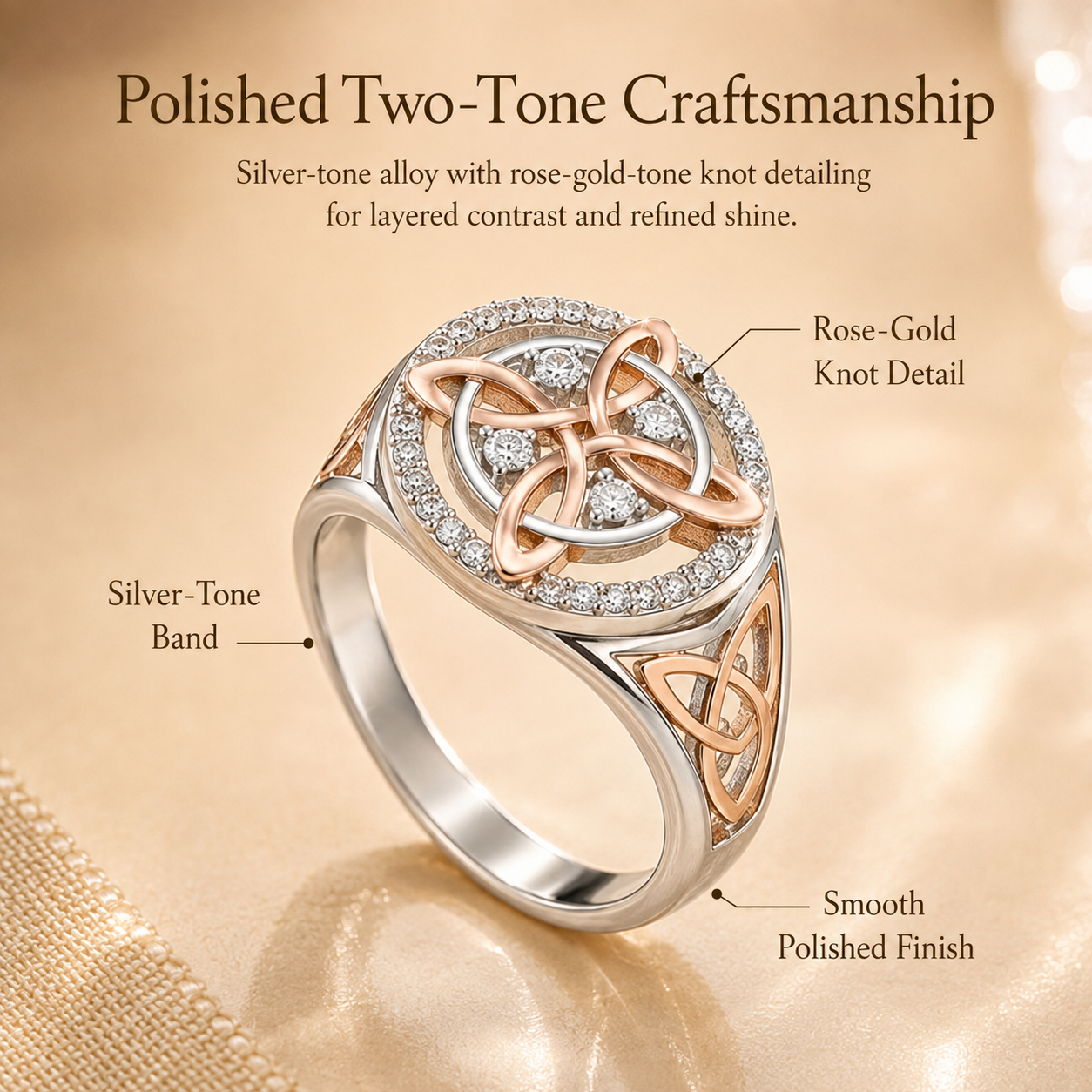 Rose Gold Celtic Witch Knot Ring