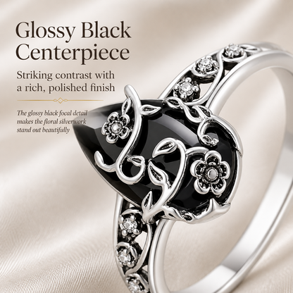 Vintage Black Floral Vine Ring
