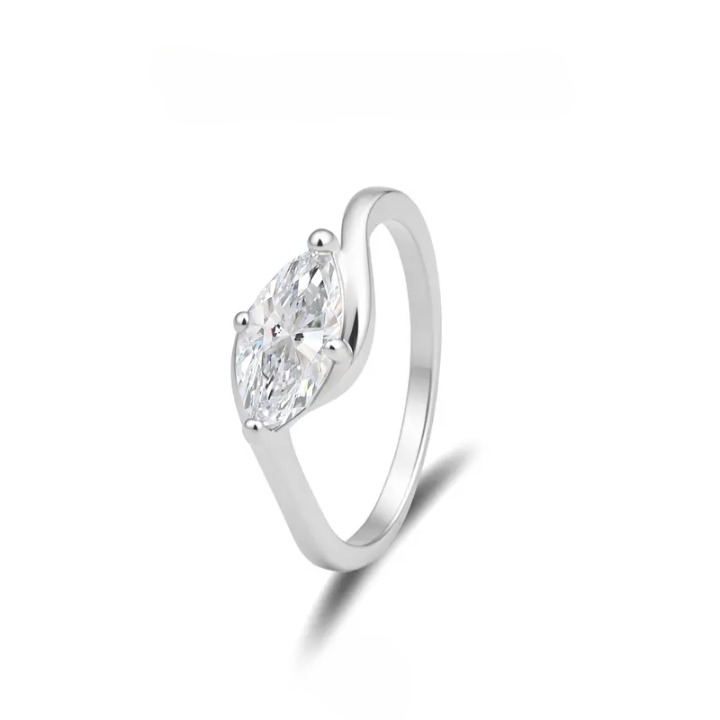 💍 1ct Marquise Moissanite Ring – Silver-Plated Solitaire Gift