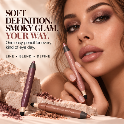 2-in-1 Shadow Liner Duo with Built-In Smudger – Waterproof Creamy Eye Pencil