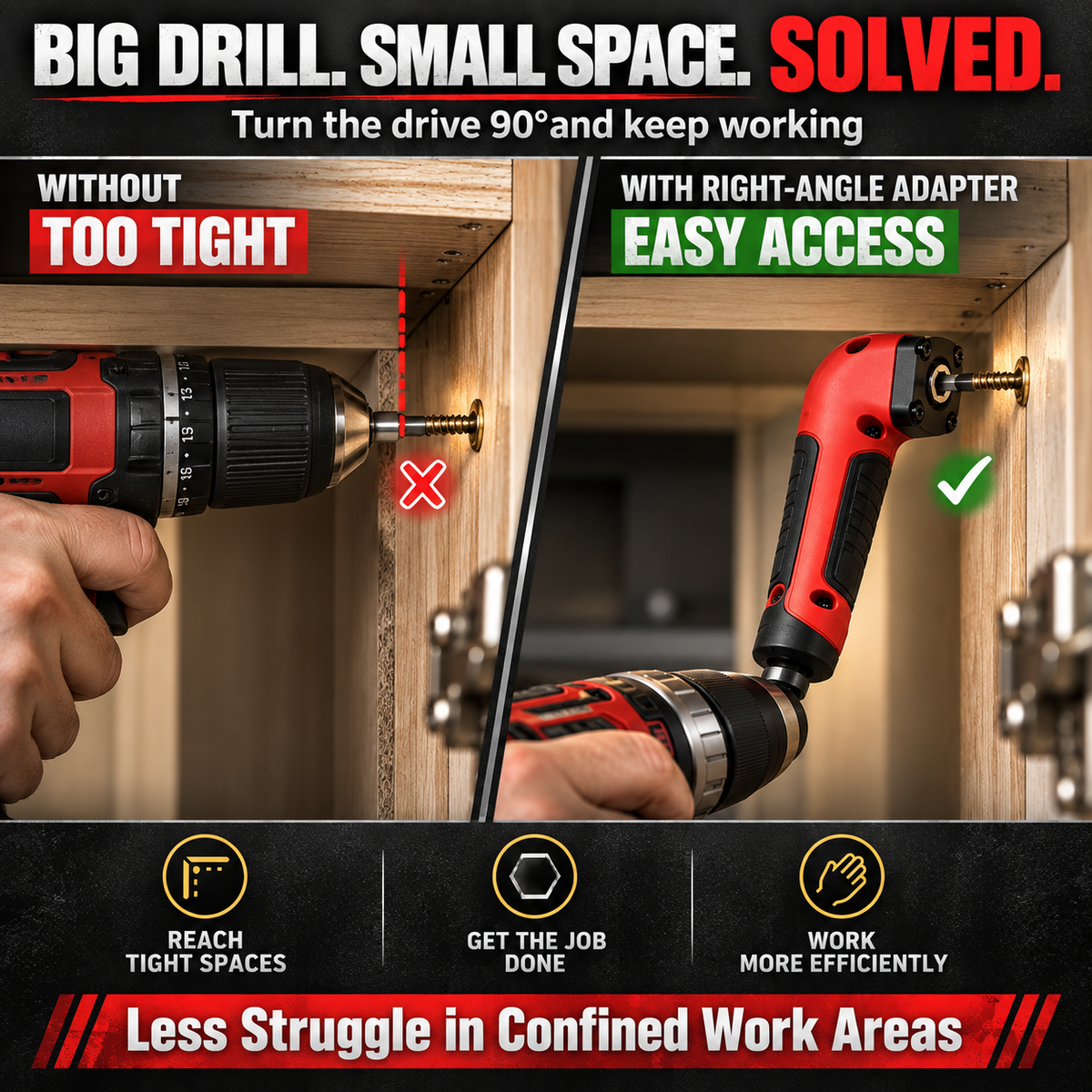 Right Angle Drill Adapter – Compact Magnetic Turning Tool for Home & Auto Repair
