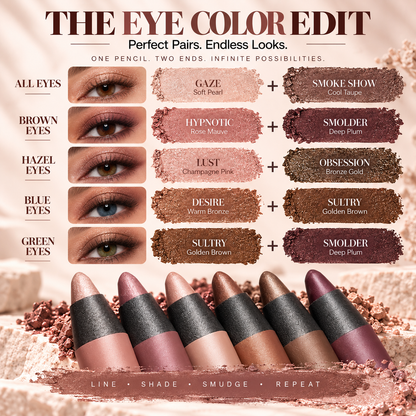 2-in-1 Shadow Liner Duo with Built-In Smudger – Waterproof Creamy Eye Pencil