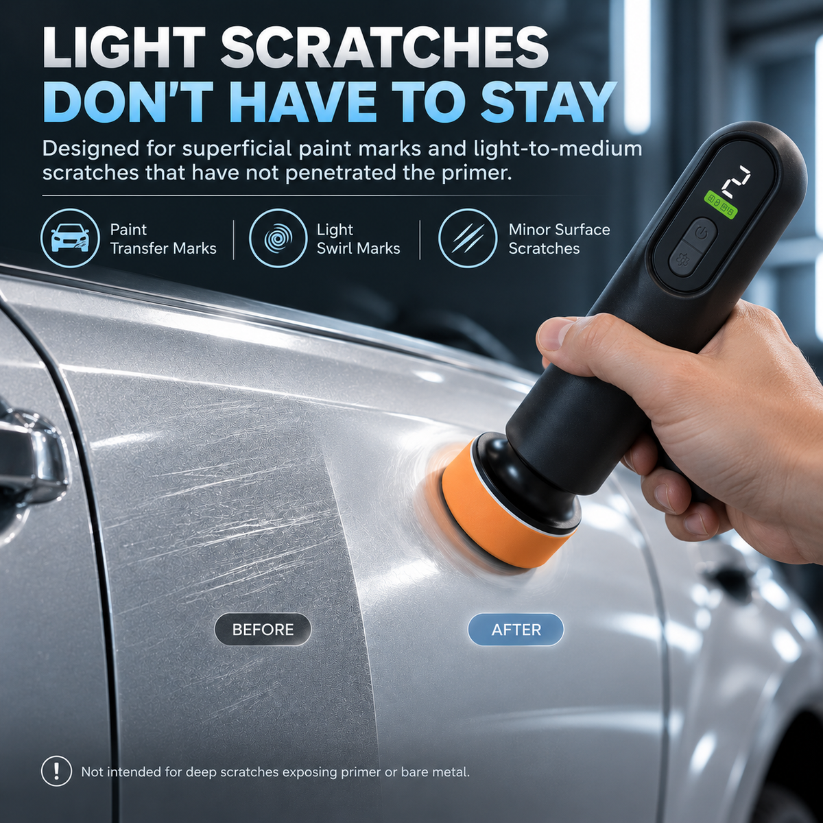 Cordless Car Polisher for Light Scratch Repair & Windshield Oil Film Removal