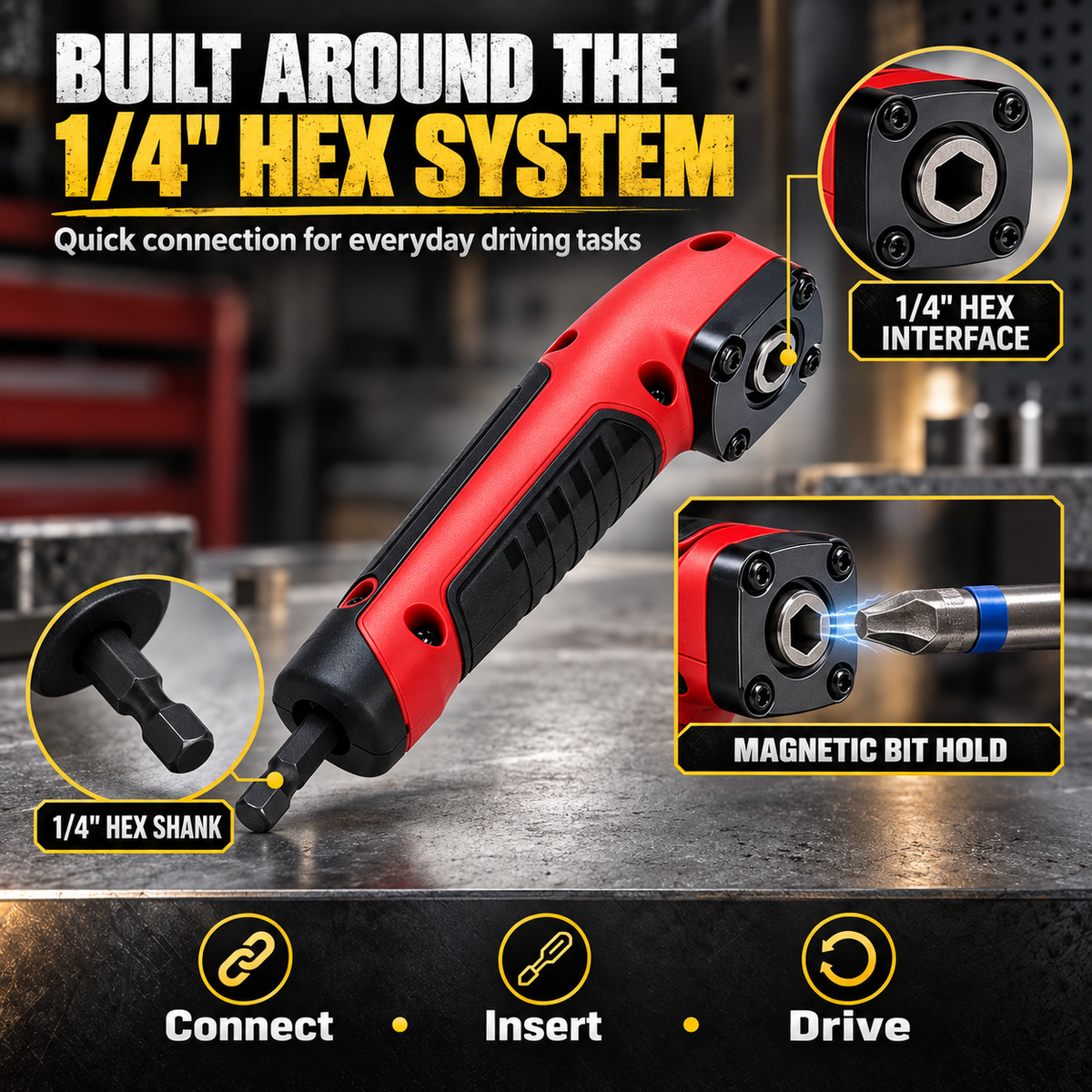 Right Angle Drill Adapter – Compact Magnetic Turning Tool for Home & Auto Repair