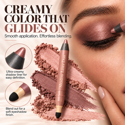 2-in-1 Shadow Liner Duo with Built-In Smudger – Waterproof Creamy Eye Pencil