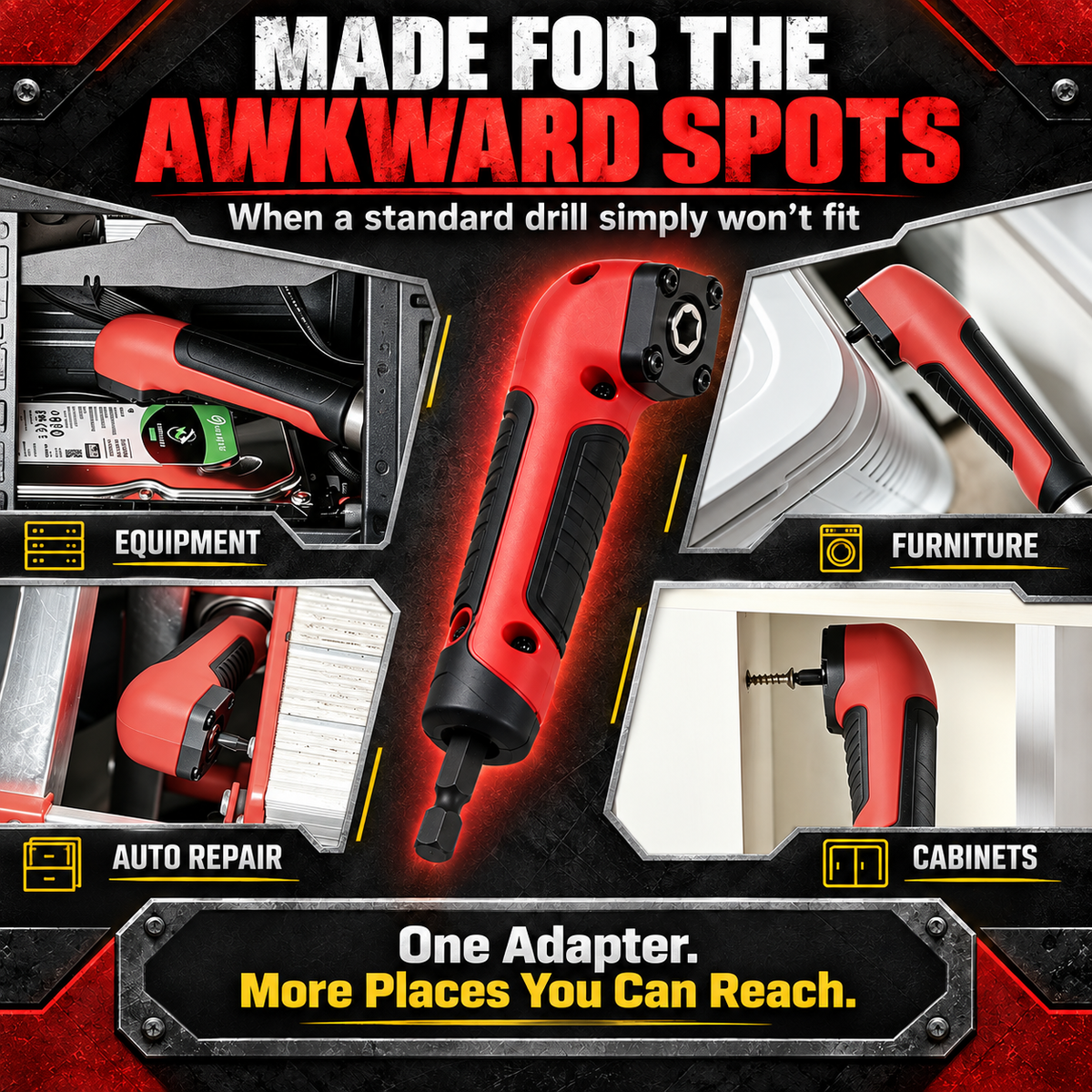 Right Angle Drill Adapter – Compact Magnetic Turning Tool for Home & Auto Repair