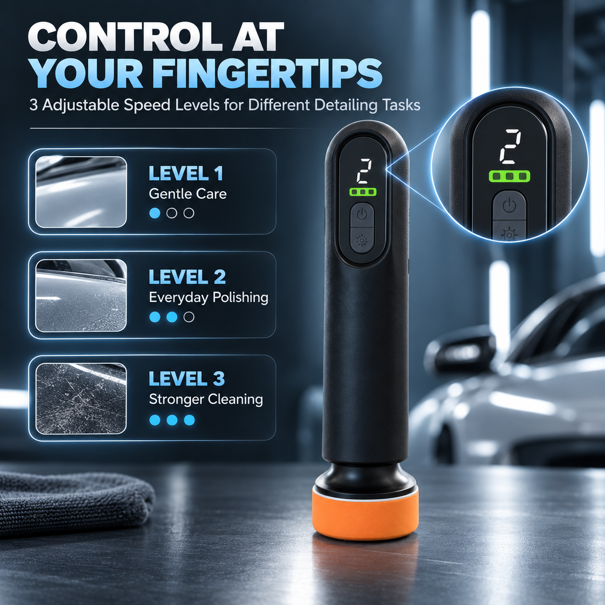 Cordless Car Polisher for Light Scratch Repair & Windshield Oil Film Removal