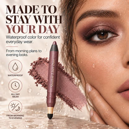 2-in-1 Shadow Liner Duo with Built-In Smudger – Waterproof Creamy Eye Pencil
