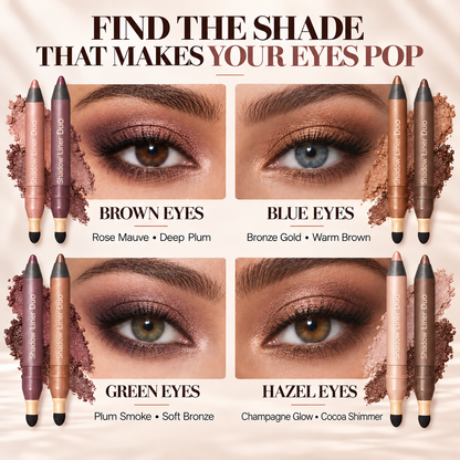 2-in-1 Shadow Liner Duo with Built-In Smudger – Waterproof Creamy Eye Pencil