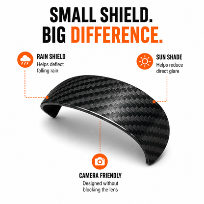 Car Camera Rain Shield – Carbon Fiber Waterproof Visor for Clearer Rear & Side Camera View