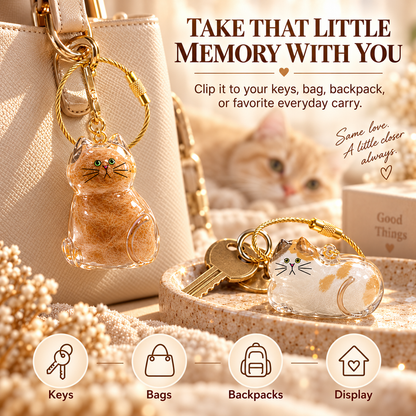 6-Piece Cat Fur Keepsake Charms – Pet Hair Memory Keychains for Cat Lovers