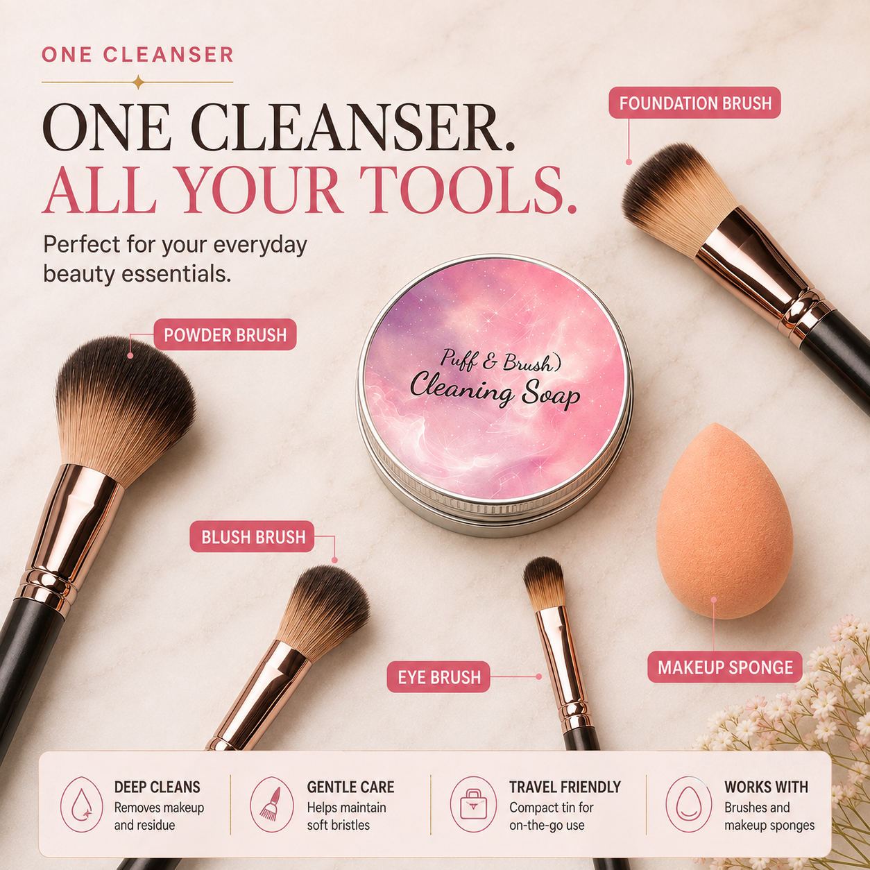 Makeup Brush Cleaner Soap – Deep Cleaning Solid Cleanser