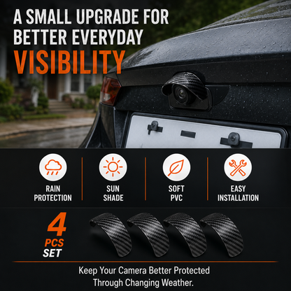 Car Camera Rain Shield – Carbon Fiber Waterproof Visor for Clearer Rear & Side Camera View