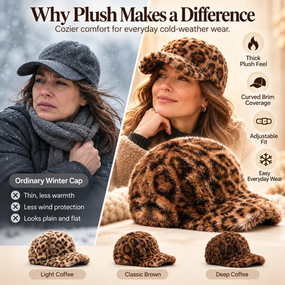 ✨Unisex Plush Snapback Baseball Cap – Extra Thick Warm Fluffy Winter Hat, Adjustable Fit