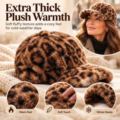 ✨Unisex Plush Snapback Baseball Cap – Extra Thick Warm Fluffy Winter Hat, Adjustable Fit