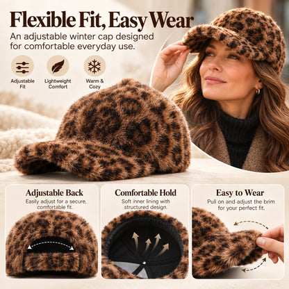 ✨Unisex Plush Snapback Baseball Cap – Extra Thick Warm Fluffy Winter Hat, Adjustable Fit