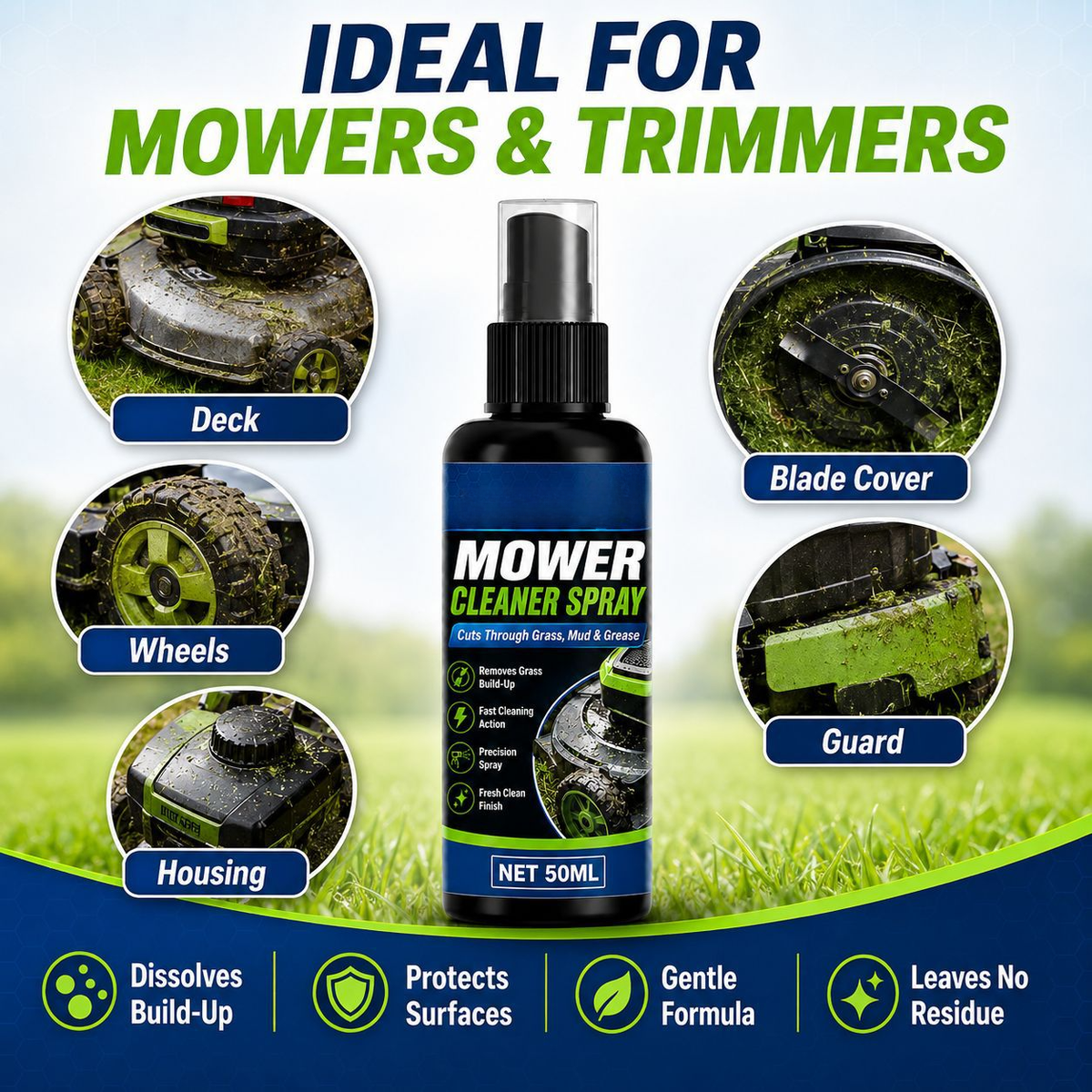 ✨Heavy-Duty Mower Cleaner Spray – Grass & Grease Degreaser