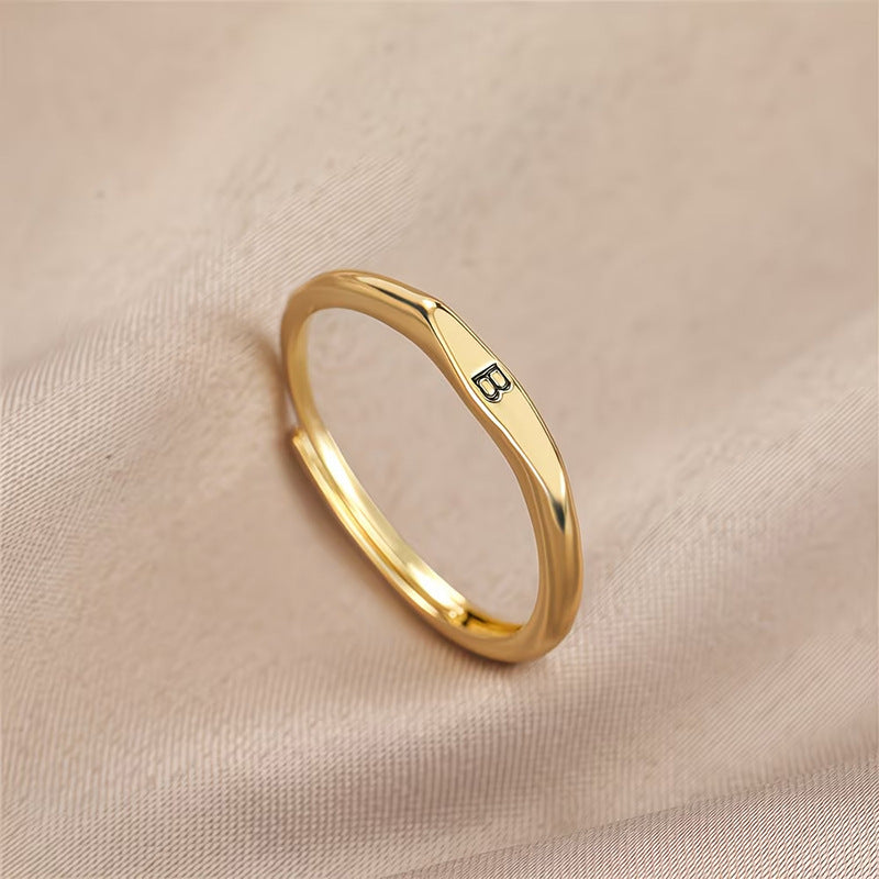 🎁14K Gold Filled Ring Gold Initial Ring Dainty Gold Simple Letter Band Rings