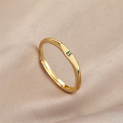 🎁14K Gold Filled Ring Gold Initial Ring Dainty Gold Simple Letter Band Rings