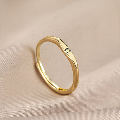 🎁14K Gold Filled Ring Gold Initial Ring Dainty Gold Simple Letter Band Rings