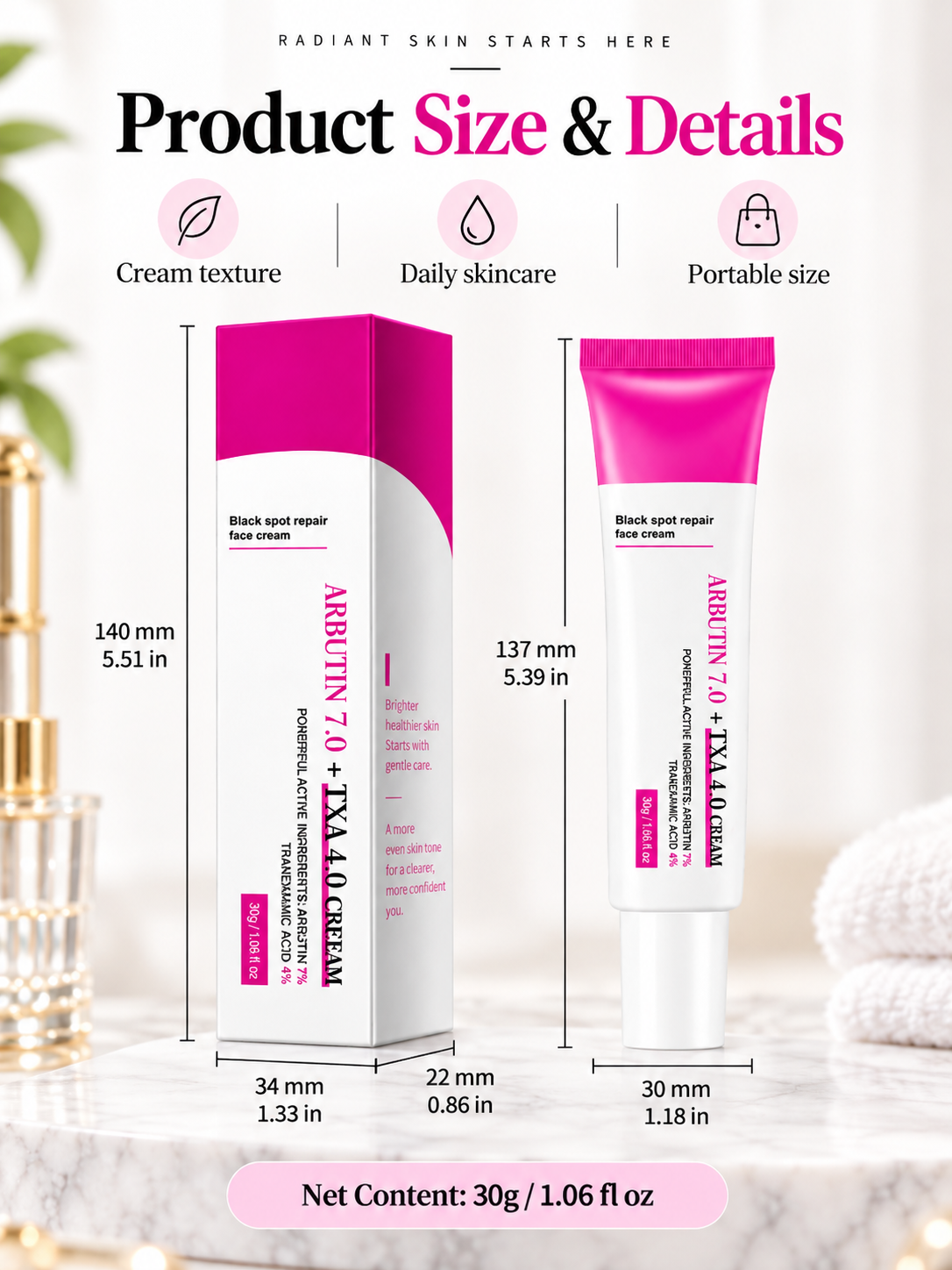 ✨Dark Spot 24% Correcting Pink Glow Cream – Dark Spot Corrector & Brightening Moisturizer