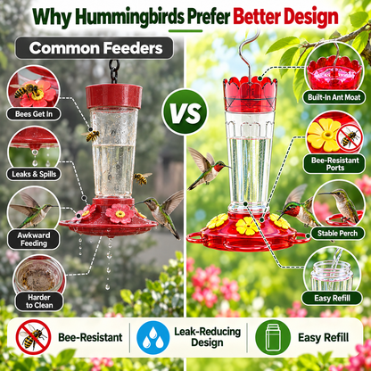 Hummingbird Feeder – 14 OZ Glass Outdoor Hummingbird Feeder