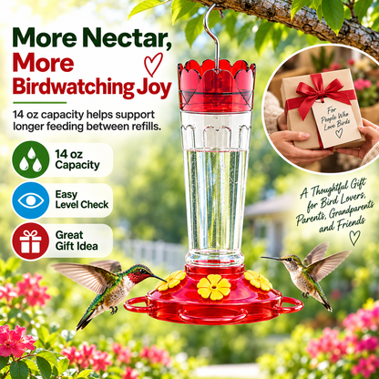 Hummingbird Feeder – 14 OZ Glass Outdoor Hummingbird Feeder