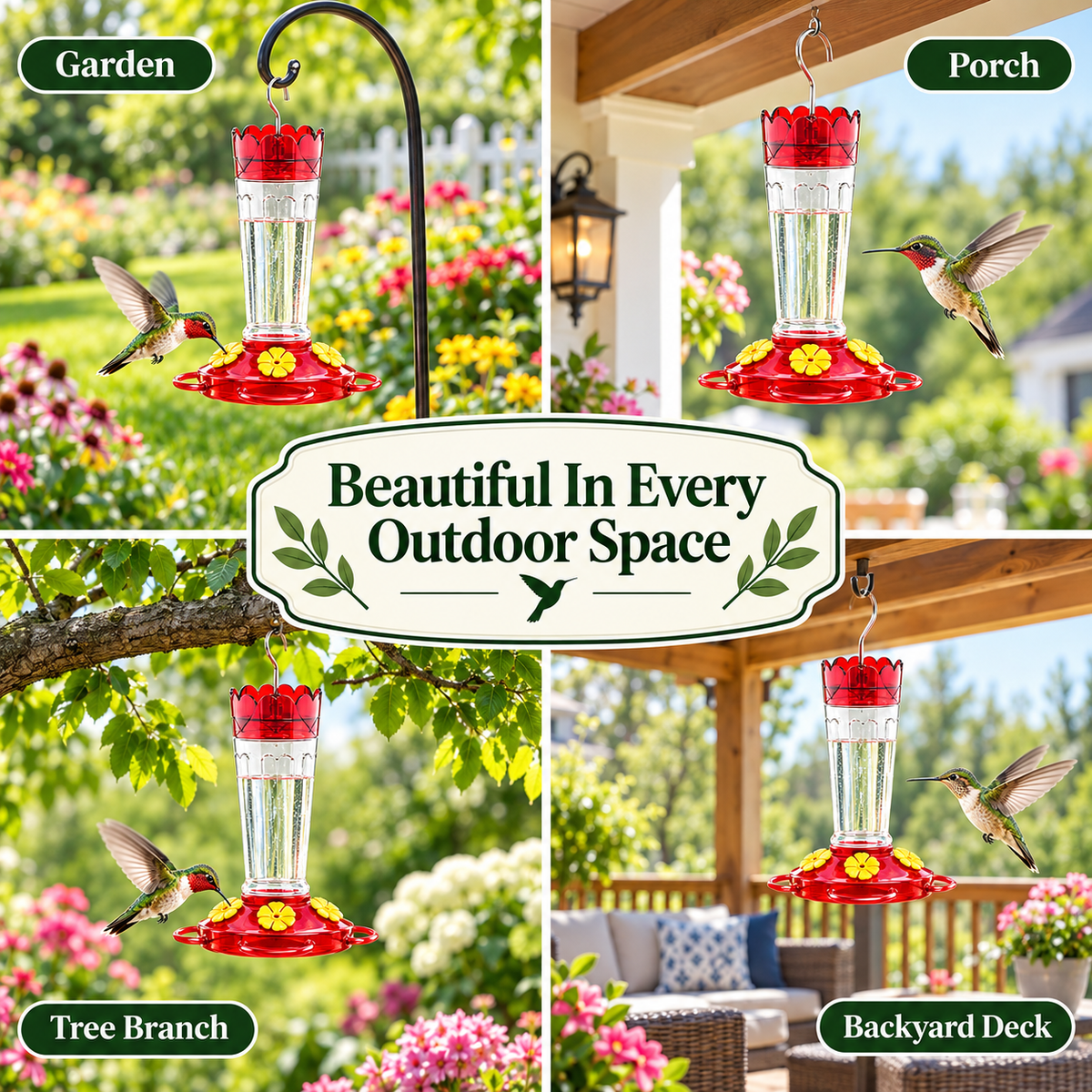 Hummingbird Feeder – 14 OZ Glass Outdoor Hummingbird Feeder